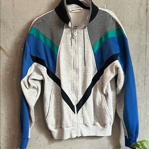 Vintage Pierre Cardin Men's Gray and Blue track Jacket